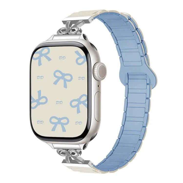 리본 작은 허리 자석 실리콘 시계줄, Apple Watch 46mm / 49mm / 45mm / 44mm용, Apple Watch 42mm / 41mm / 40mm / 38mm용