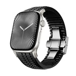 무늬가 있는 접이식 버클 실리콘 시계줄, Apple Watch 46mm / 49mm / 45mm / 44mm용