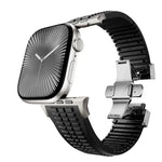 무늬가 있는 접이식 버클 실리콘 시계줄, Apple Watch 46mm / 49mm / 45mm / 44mm용