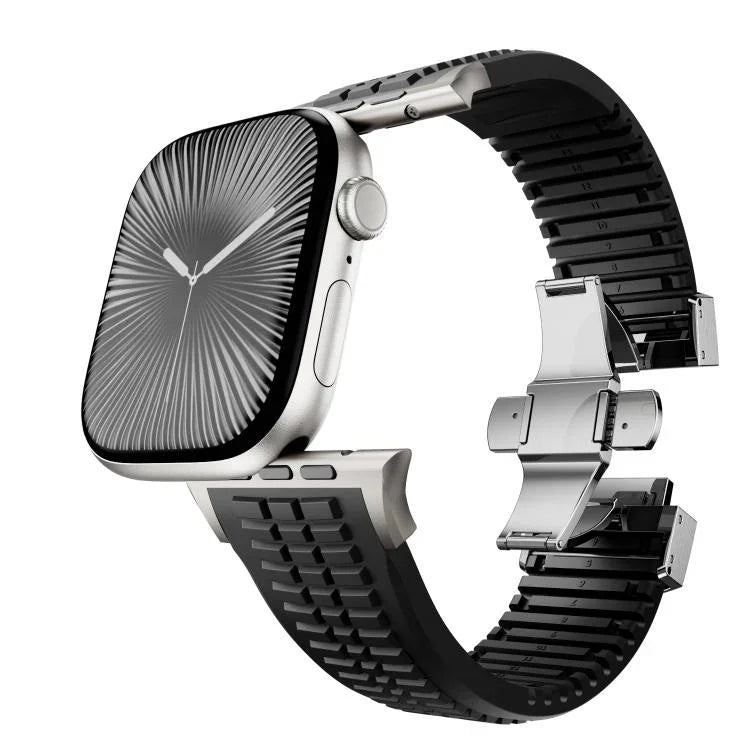 무늬가 있는 접이식 버클 실리콘 시계줄, Apple Watch 46mm / 49mm / 45mm / 44mm용