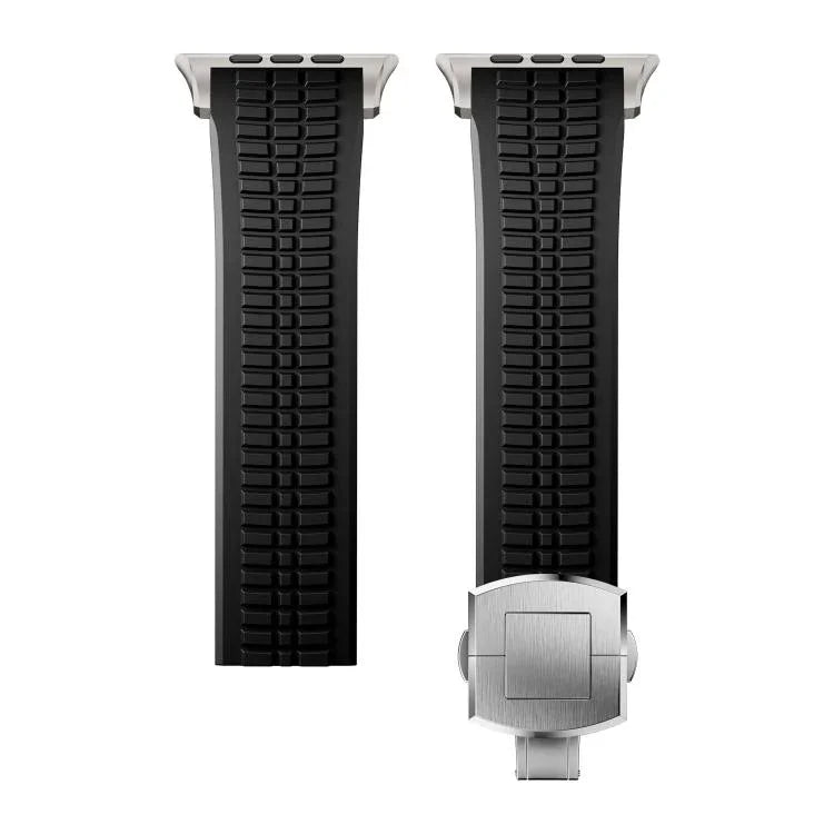 무늬가 있는 접이식 버클 실리콘 시계줄, Apple Watch 46mm / 49mm / 45mm / 44mm용