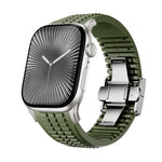 무늬가 있는 접이식 버클 실리콘 시계줄, Apple Watch 46mm / 49mm / 45mm / 44mm용