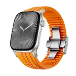 무늬가 있는 접이식 버클 실리콘 시계줄, Apple Watch 46mm / 49mm / 45mm / 44mm용