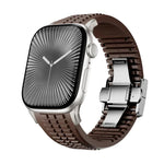 무늬가 있는 접이식 버클 실리콘 시계줄, Apple Watch 46mm / 49mm / 45mm / 44mm용