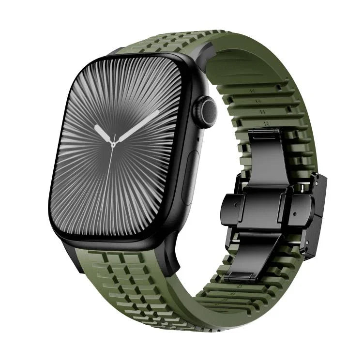 무늬가 있는 접이식 버클 실리콘 시계줄, Apple Watch 46mm / 49mm / 45mm / 44mm용