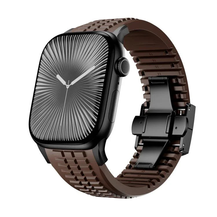 무늬가 있는 접이식 버클 실리콘 시계줄, Apple Watch 46mm / 49mm / 45mm / 44mm용
