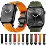 무늬가 있는 접이식 버클 실리콘 시계줄, Apple Watch 46mm / 49mm / 45mm / 44mm용