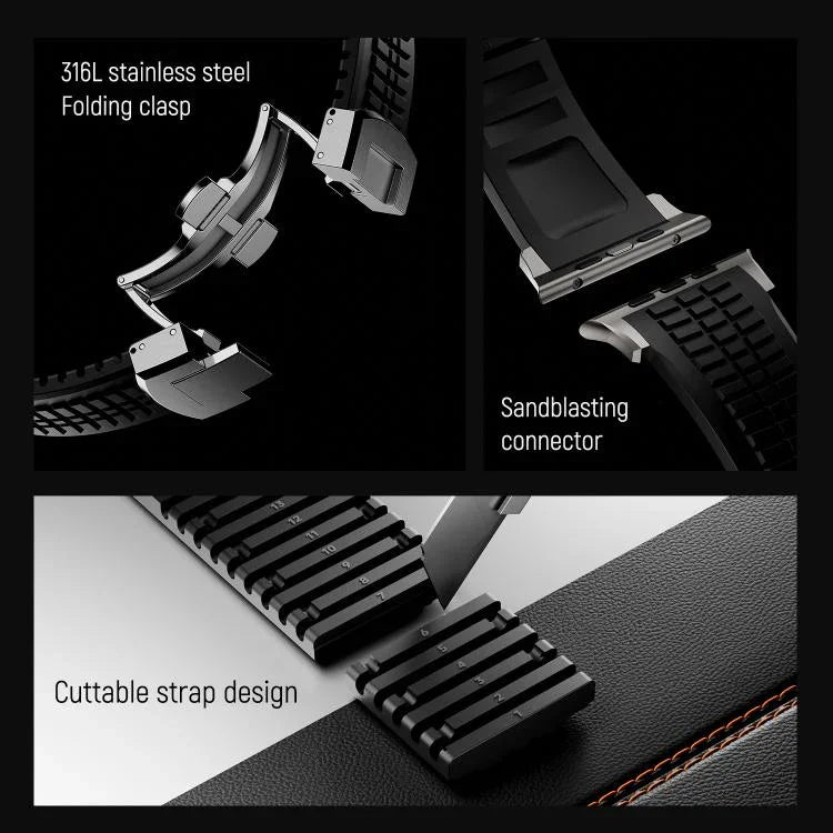 무늬가 있는 접이식 버클 실리콘 시계줄, Apple Watch 46mm / 49mm / 45mm / 44mm용