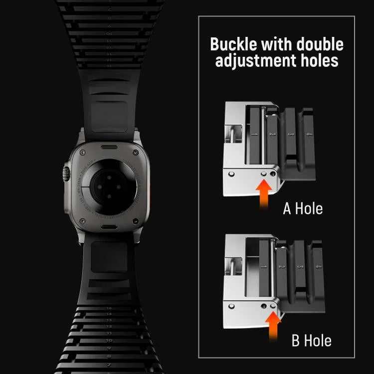 무늬가 있는 접이식 버클 실리콘 시계줄, Apple Watch 46mm / 49mm / 45mm / 44mm용
