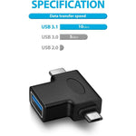 JUNSUNMAY 2-in-1 OTG 컨버터 USB 3.0 to 마이크로 USB 및 타입-C 어댑터, 2-in-1