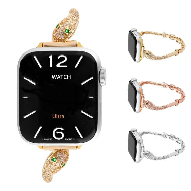 구리 인레이 지르콘 뱀 머리 시계줄, 애플 워치 46mm / 49mm / 45mm / 44mm용, 애플 워치 42mm / 41mm / 40mm / 38mm용