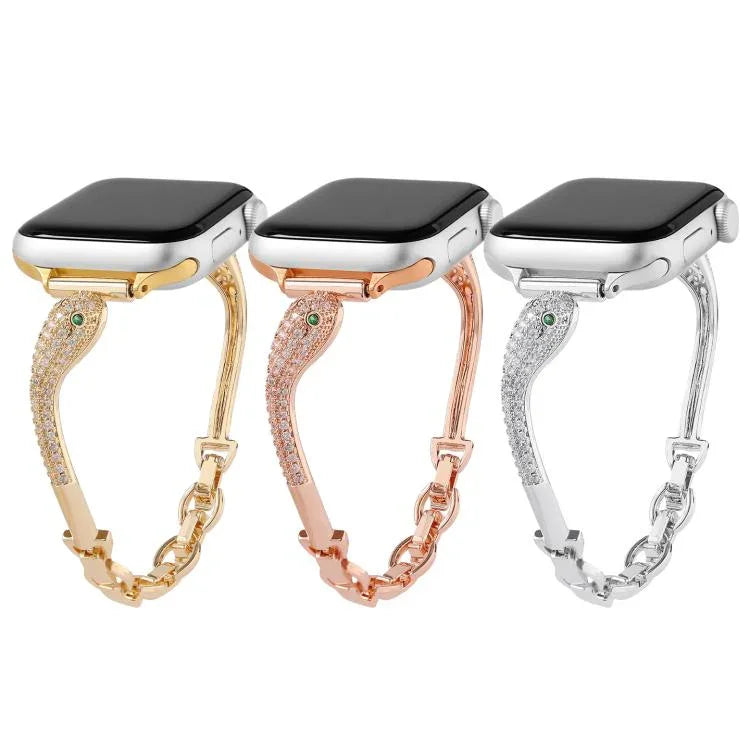 구리 인레이 지르콘 뱀 머리 시계줄, 애플 워치 46mm / 49mm / 45mm / 44mm용, 애플 워치 42mm / 41mm / 40mm / 38mm용