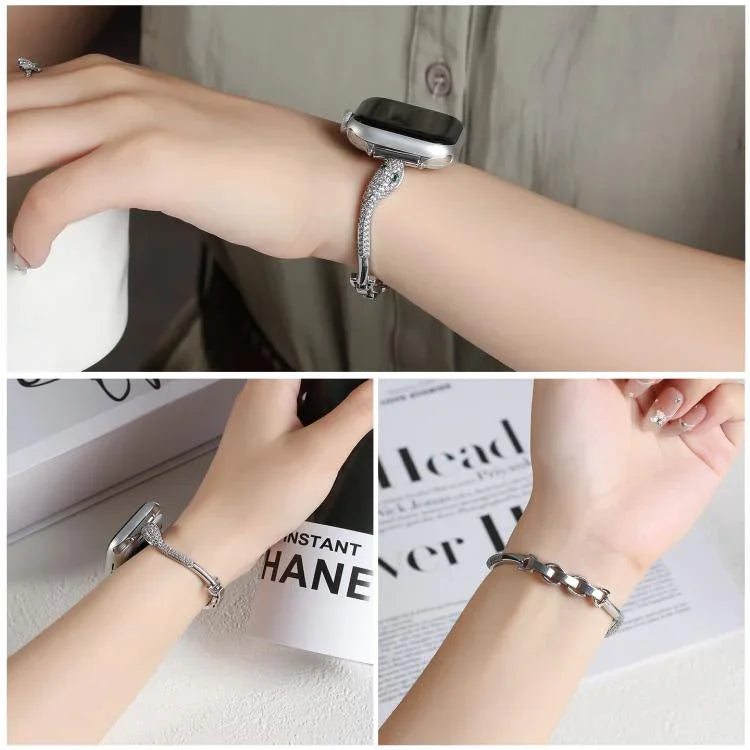 구리 인레이 지르콘 뱀 머리 시계줄, 애플 워치 46mm / 49mm / 45mm / 44mm용, 애플 워치 42mm / 41mm / 40mm / 38mm용