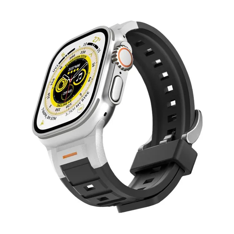 파이오니어 메탈 조인트 컬러풀 실리콘 시계줄, 애플 워치 46mm / 49mm / 45mm / 44mm용, 애플 워치 42mm / 41mm / 40mm / 38mm용