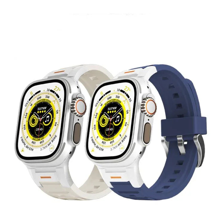 파이오니어 메탈 조인트 컬러풀 실리콘 시계줄, 애플 워치 46mm / 49mm / 45mm / 44mm용, 애플 워치 42mm / 41mm / 40mm / 38mm용