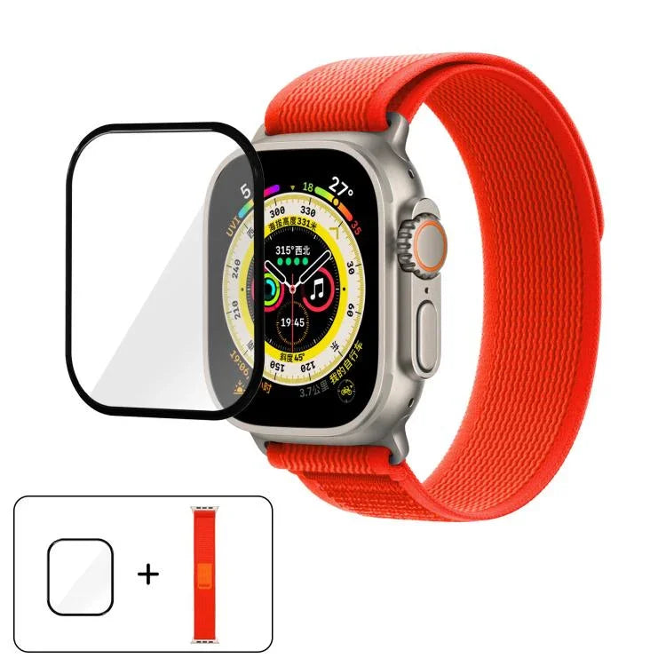 와일드 패스 루프 나일론 시계줄 3D 곡면 필름 포함, 애플 워치 6 / 5 / 4 / SE 40mm용, 애플 워치 울트라 / 2 49mm용, 애플 워치 시리즈 9 / 8 / 7 45mm용
