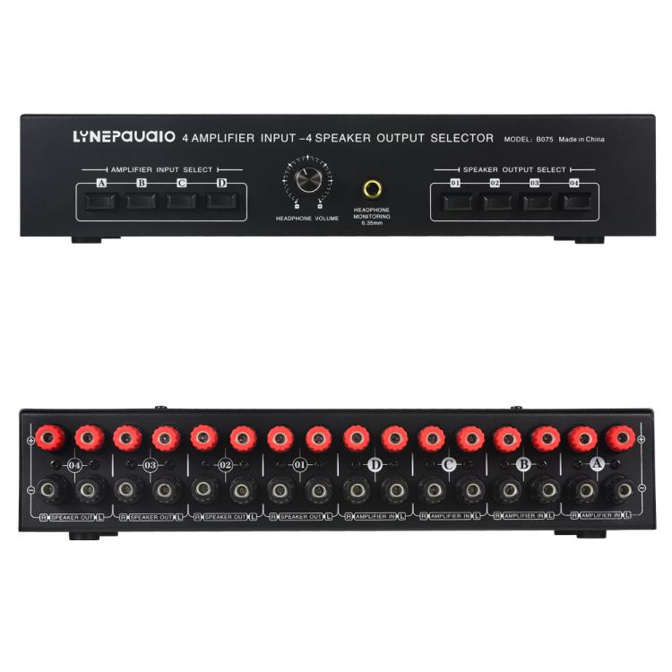 B075 4 입력 4 출력 파워 앰프 스피커 선택기 스위처, 채널당 300W 음질 무손실, B075