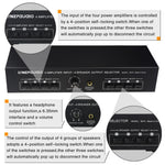 B075 4 입력 4 출력 파워 앰프 스피커 선택기 스위처, 채널당 300W 음질 무손실, B075