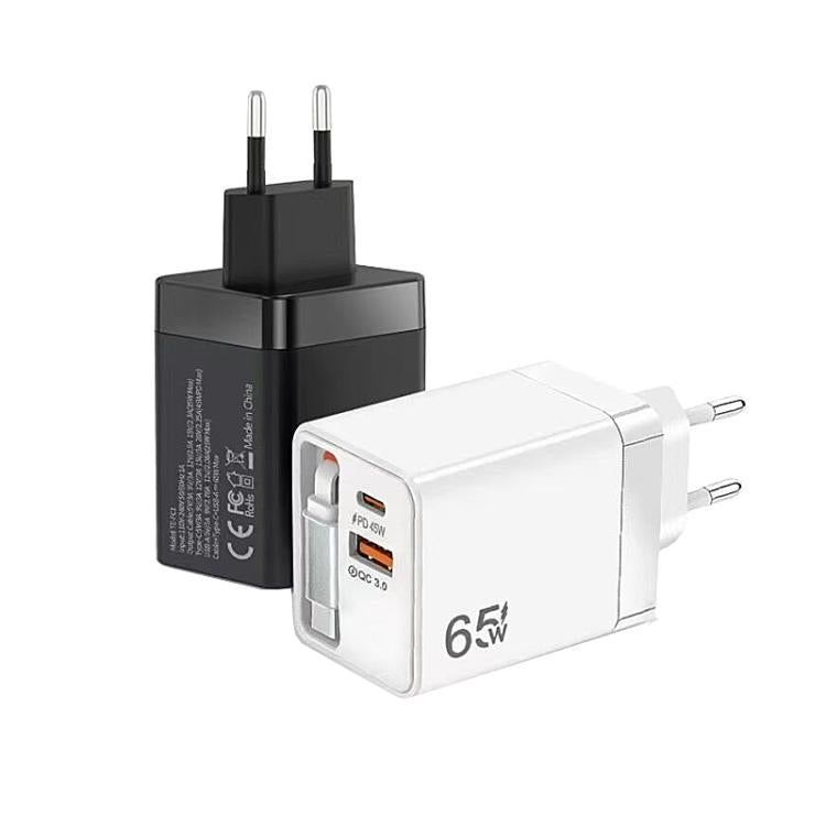 FC1 3-in-1 70cm 자동 감김 타입-C 케이블, PD3.0, QC3.0 USB 휴대폰 충전기, EU 플러그