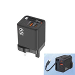 FC1 3-in-1 70cm 자동 감김 타입-C 케이블, PD3.0, QC3.0 USB 휴대폰 충전기, UK 플러그