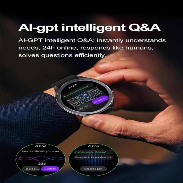 ET472 1.53인치 컬러 화면 BT 스마트워치 실리콘 스트랩, AI-GPT 지능형 질문 답변 지원