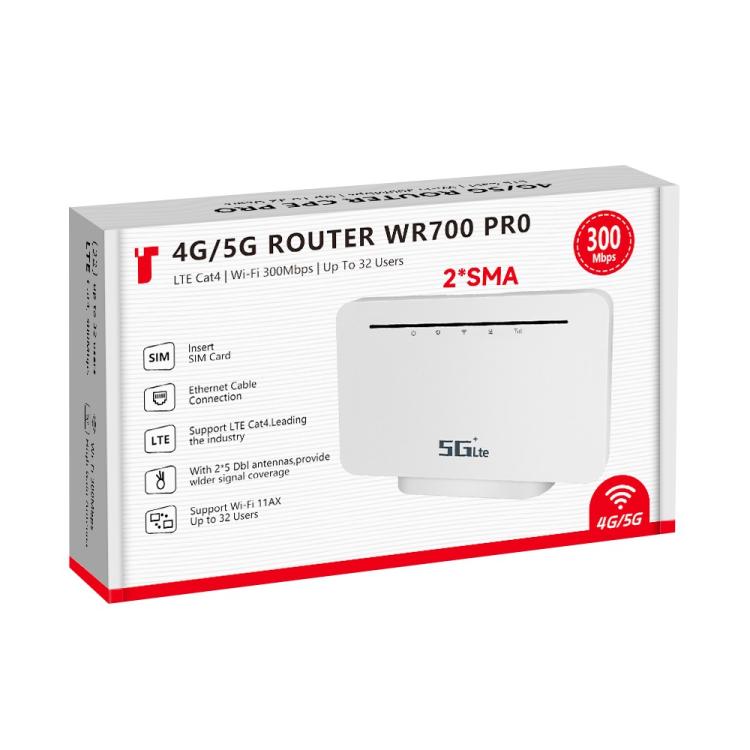WR700-E SIM 카드 300Mbps 유라시아 버전 분리형 안테나 모바일 WiFi 4G CPE 라우터, EU 플러그