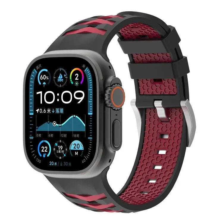 타이어 텍스처 투톤 실리콘 시계줄, 애플 워치 46mm / 49mm / 45mm / 44mm용, 애플 워치 42mm / 41mm / 40mm / 38mm용