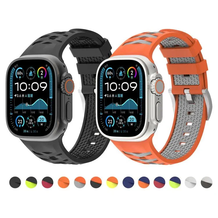 타이어 텍스처 투톤 실리콘 시계줄, 애플 워치 46mm / 49mm / 45mm / 44mm용, 애플 워치 42mm / 41mm / 40mm / 38mm용