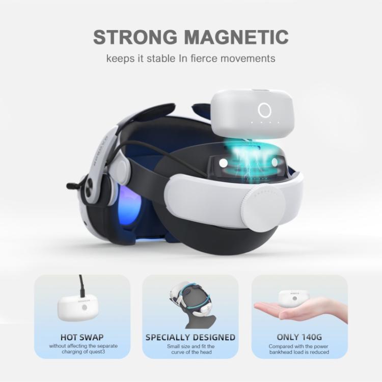 BOBOVR M3 Pro Meta Quest 3S / 3용 VR 헤드 스트랩 5200mAh 배터리 팩 포함, M3 Pro