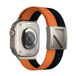 Z자형 자석 잠금 이중 색상 나일론 시계줄, 애플 워치 46mm / 49mm / 45mm / 44mm용, 애플 워치 42mm / 41mm / 40mm / 38mm용