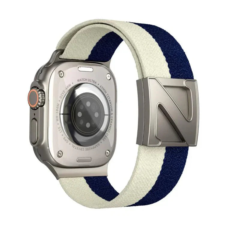 Z자형 자석 잠금 이중 색상 나일론 시계줄, 애플 워치 46mm / 49mm / 45mm / 44mm용, 애플 워치 42mm / 41mm / 40mm / 38mm용
