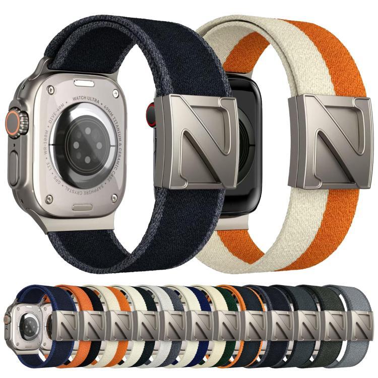 Z자형 자석 잠금 이중 색상 나일론 시계줄, 애플 워치 46mm / 49mm / 45mm / 44mm용, 애플 워치 42mm / 41mm / 40mm / 38mm용
