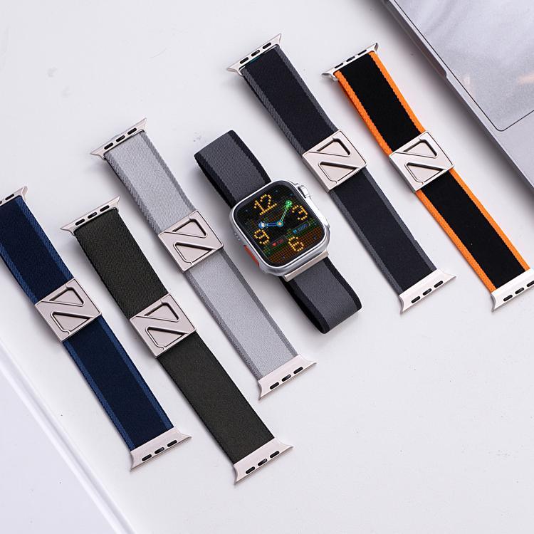 Z자형 자석 잠금 이중 색상 나일론 시계줄, 애플 워치 46mm / 49mm / 45mm / 44mm용, 애플 워치 42mm / 41mm / 40mm / 38mm용