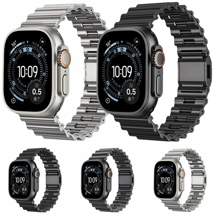 오션 웨이브 자석 버클 스테인리스 스틸 시계줄, 애플 워치 46mm / 49mm / 45mm / 44mm용