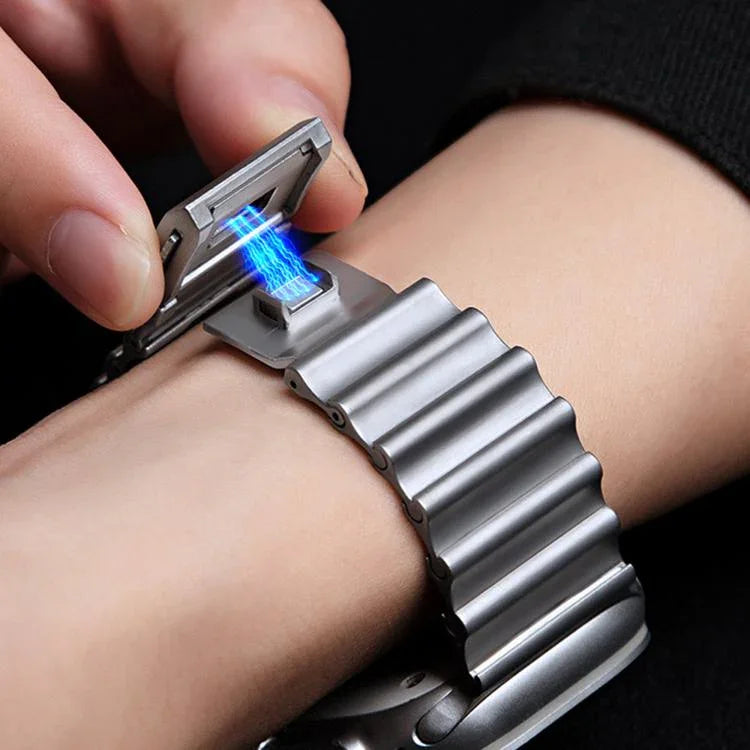 오션 웨이브 자석 버클 스테인리스 스틸 시계줄, 애플 워치 46mm / 49mm / 45mm / 44mm용