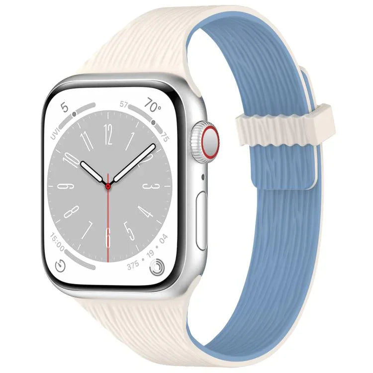 워터 우드 그레인 작은 허리 자석 실리콘 시계줄, 애플 워치 46mm / 49mm / 45mm / 44mm용, 애플 워치 42mm / 41mm / 40mm / 38mm용