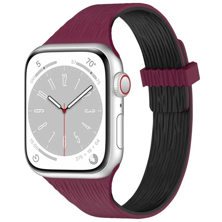 워터 우드 그레인 작은 허리 자석 실리콘 시계줄, 애플 워치 46mm / 49mm / 45mm / 44mm용, 애플 워치 42mm / 41mm / 40mm / 38mm용