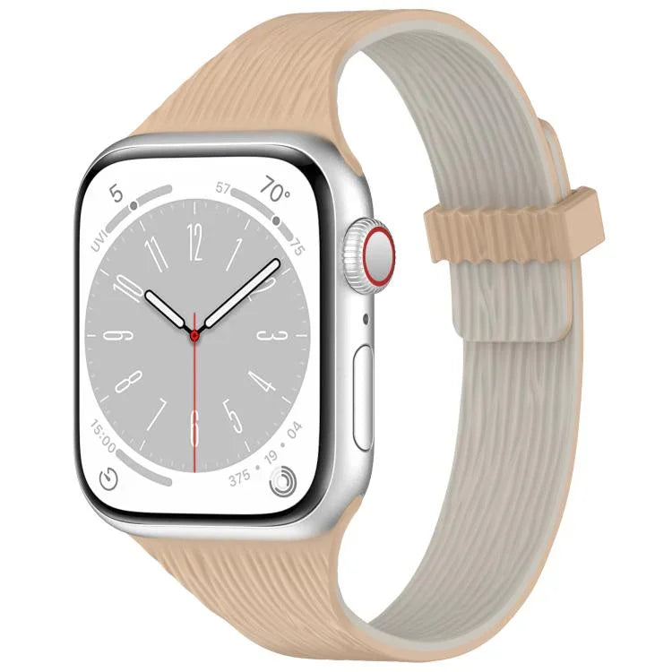 워터 우드 그레인 작은 허리 자석 실리콘 시계줄, 애플 워치 46mm / 49mm / 45mm / 44mm용, 애플 워치 42mm / 41mm / 40mm / 38mm용