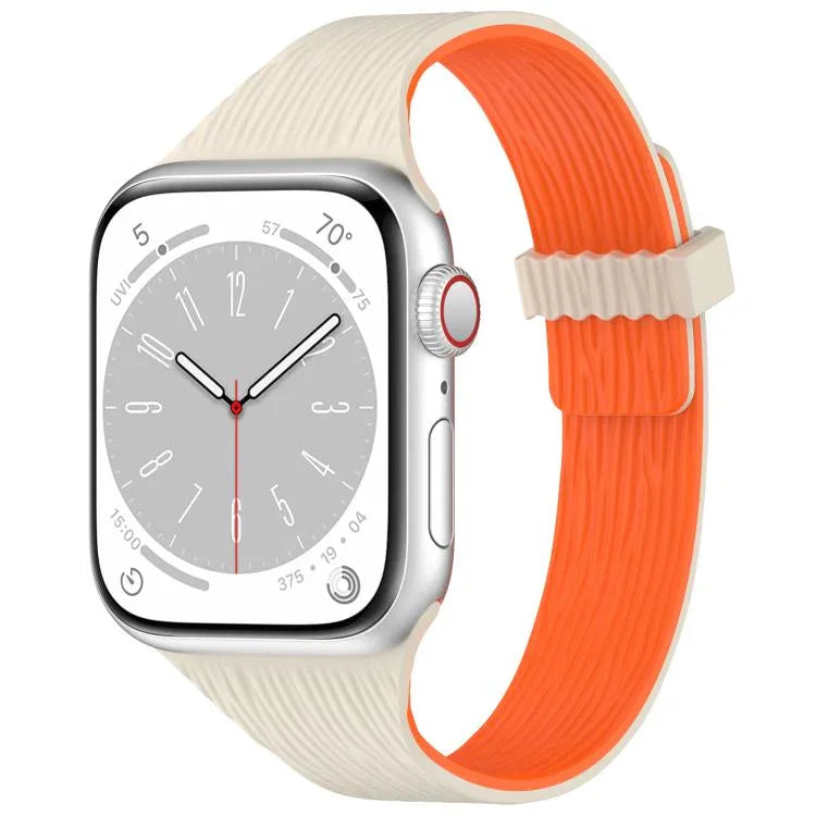 워터 우드 그레인 작은 허리 자석 실리콘 시계줄, 애플 워치 46mm / 49mm / 45mm / 44mm용, 애플 워치 42mm / 41mm / 40mm / 38mm용