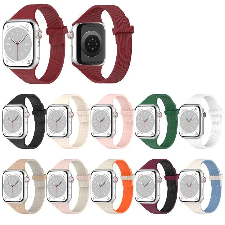워터 우드 그레인 작은 허리 자석 실리콘 시계줄, 애플 워치 46mm / 49mm / 45mm / 44mm용, 애플 워치 42mm / 41mm / 40mm / 38mm용