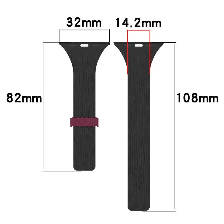 워터 우드 그레인 작은 허리 자석 실리콘 시계줄, 애플 워치 46mm / 49mm / 45mm / 44mm용, 애플 워치 42mm / 41mm / 40mm / 38mm용