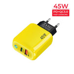 GaN 45W PD3.0 + QC3.0 완전 호환 프로토콜 노트북 / 태블릿용 충전기, EU 플러그, EU 플러그