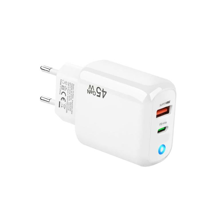 GaN 45W PD3.0 + QC3.0 완전 호환 프로토콜 노트북 / 태블릿용 충전기, EU 플러그, EU 플러그