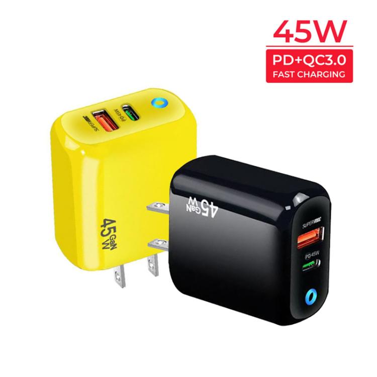GaN 45W PD3.0 + QC3.0 완전 호환 프로토콜 노트북 / 태블릿용 충전기, 미국 플러그, 미국 플러그