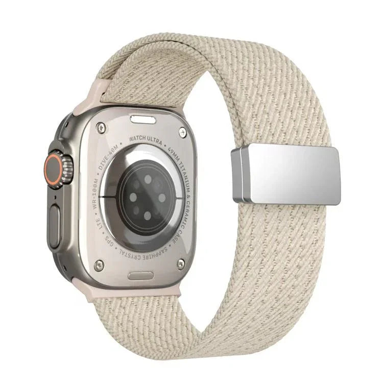 단색 자석 스냅 4가닥 탄성 나일론 시계줄, 애플 워치 46mm / 49mm / 45mm / 44mm용, 애플 워치 42mm / 41mm / 40mm / 38mm용