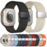 단색 자석 스냅 4가닥 탄성 나일론 시계줄, 애플 워치 46mm / 49mm / 45mm / 44mm용, 애플 워치 42mm / 41mm / 40mm / 38mm용