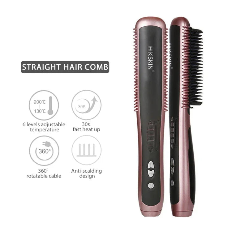 K-SKIN KD388A 전기 세라믹 헤어 스트레이트너 빗 PTC 가열 헤어 케어 스타일링 빗 자동 마사지 스트레이트너