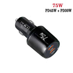 TE-P66 75W Type-C x 2 PD45W 듀얼 포트 고속 충전 차량용 충전기, TE-P66