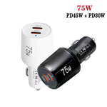 TE-P66 75W Type-C x 2 PD45W 듀얼 포트 고속 충전 차량용 충전기, TE-P66
