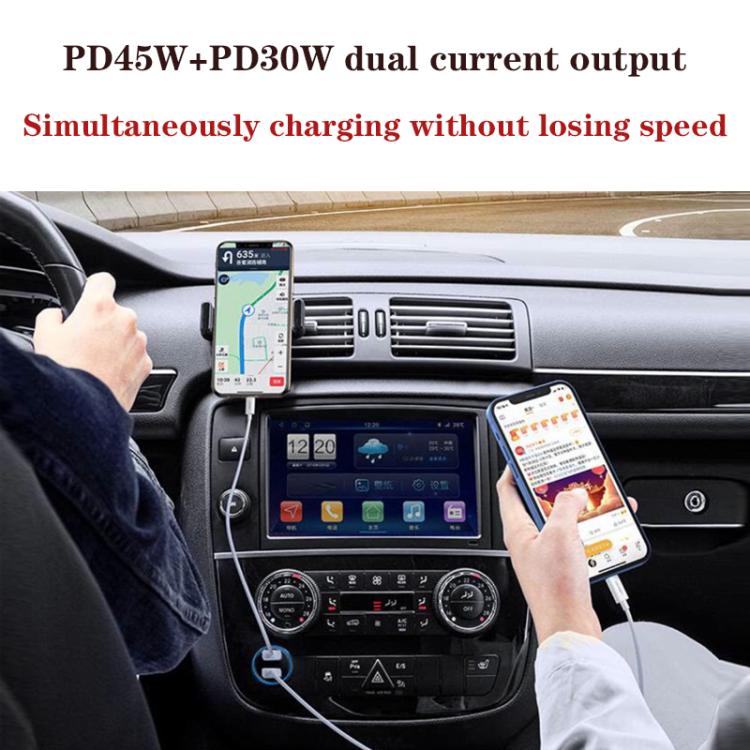 TE-P66 75W Type-C x 2 PD45W 듀얼 포트 고속 충전 차량용 충전기, TE-P66